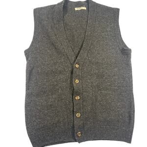 Woolovers Oversized Dark Grey Wool Button Up Vest Size S